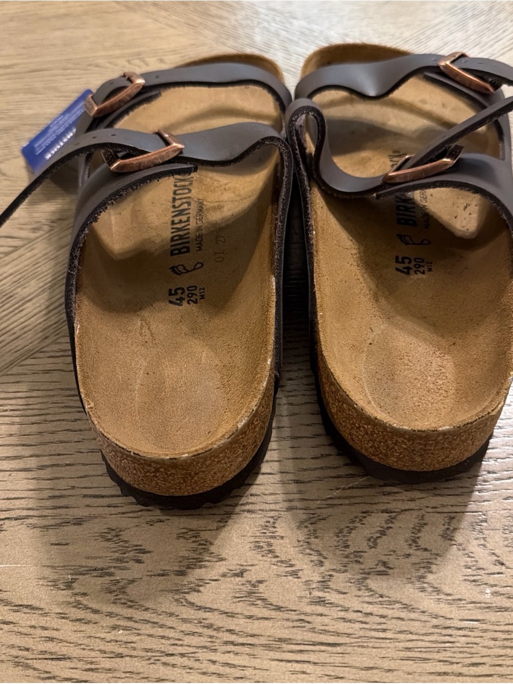 Birkenstock Arizona Men's Brown Slide Sandals Two-Strap Buckle 12 - Picture 4 of 5